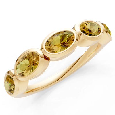 Oval Gemstone Bezel Set Half Eternity Band