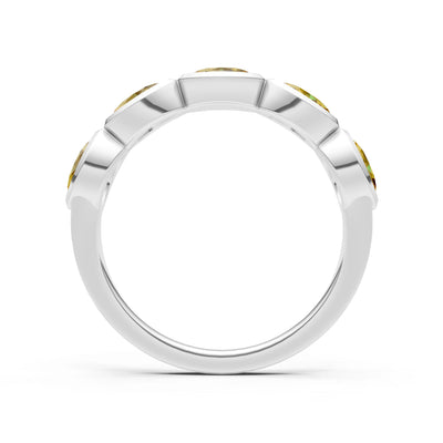 Oval Gemstone Bezel Set Half Eternity Band