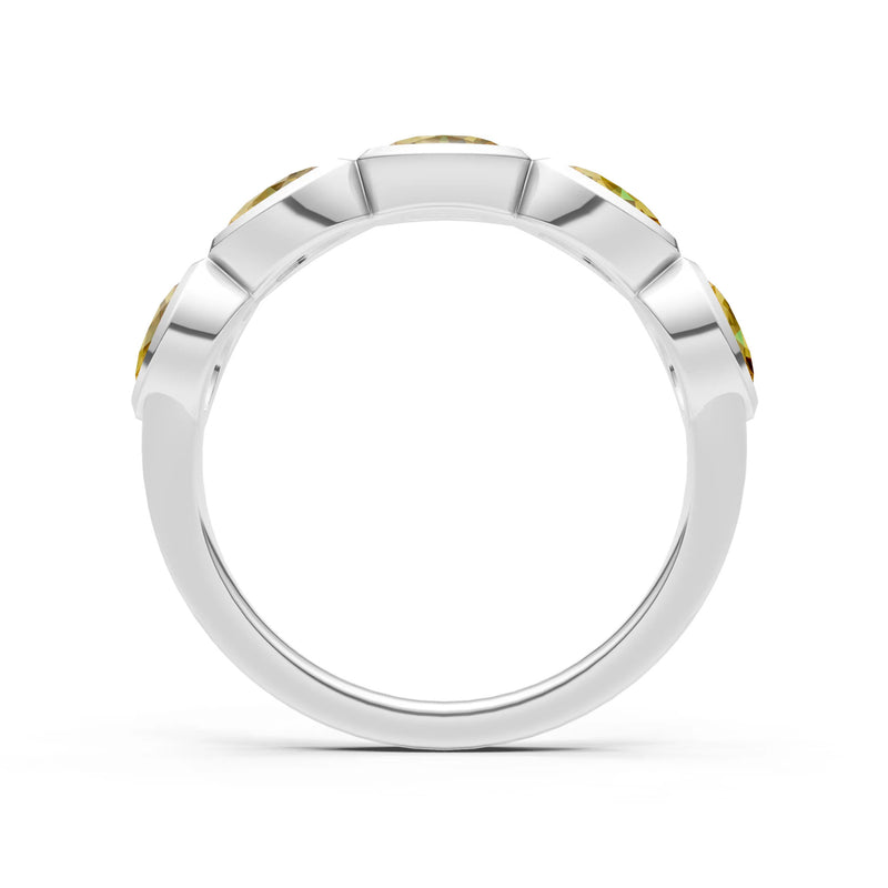 Oval Gemstone Bezel Set Half Eternity Band