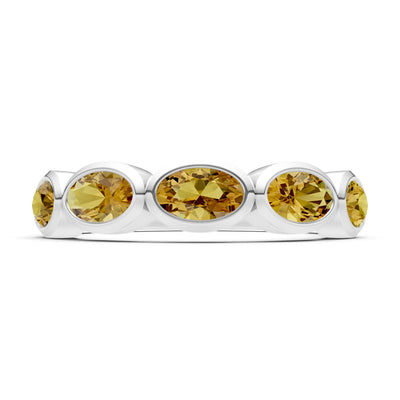 Oval Gemstone Bezel Set Half Eternity Band
