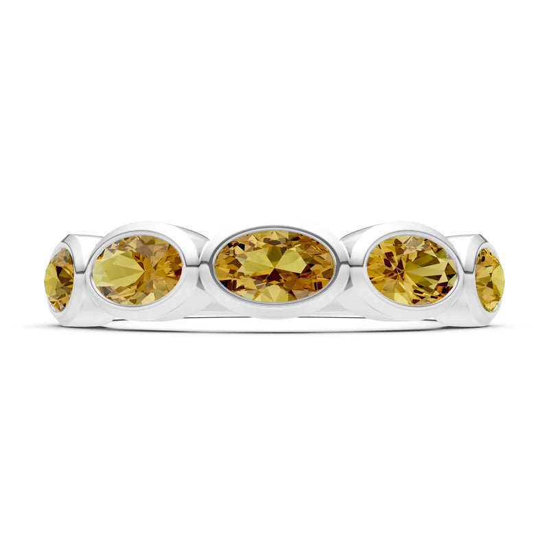 Oval Gemstone Bezel Set Half Eternity Band