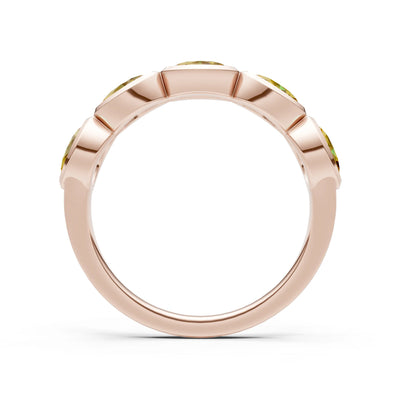 Oval Gemstone Bezel Set Half Eternity Band