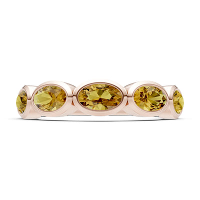Oval Gemstone Bezel Set Half Eternity Band