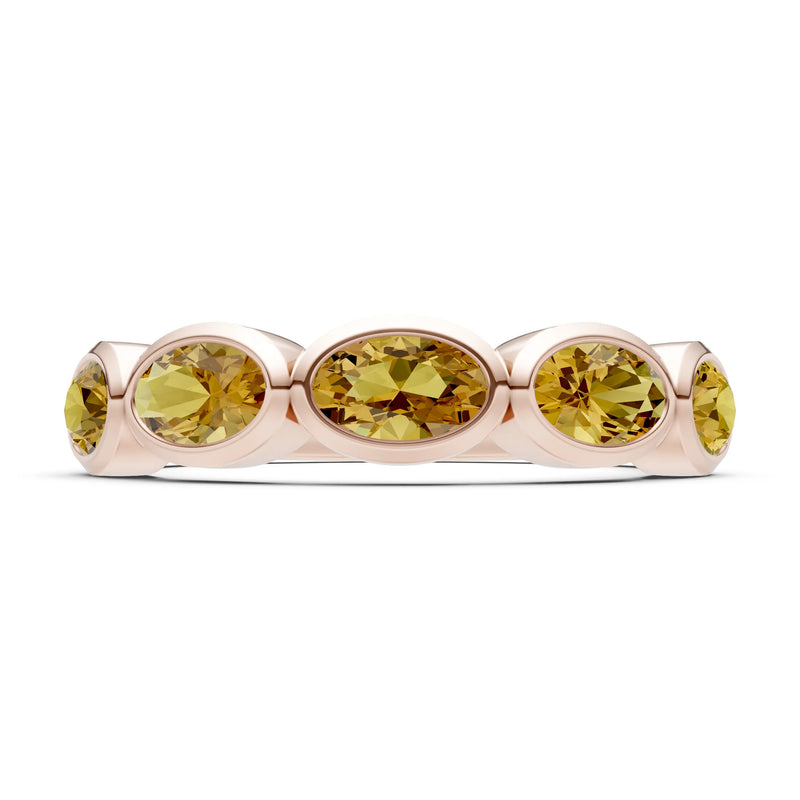 Oval Gemstone Bezel Set Half Eternity Band
