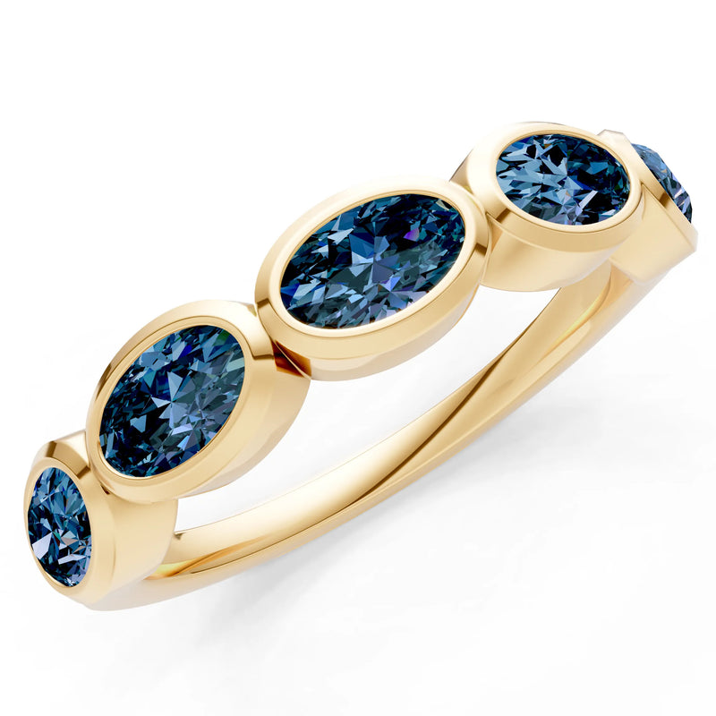 Oval Gemstone Bezel Set Half Eternity Band