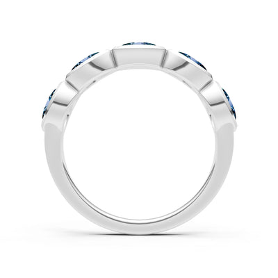 Oval Gemstone Bezel Set Half Eternity Band