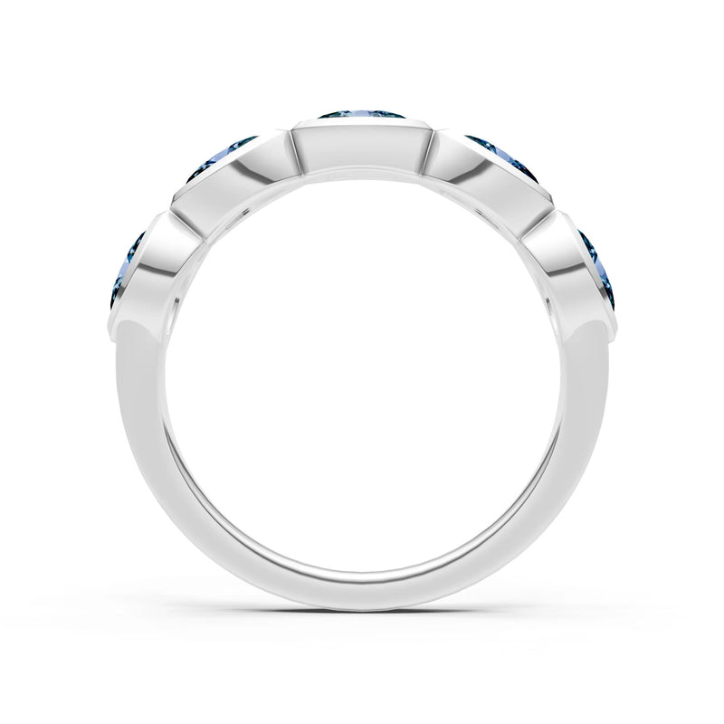 Oval Gemstone Bezel Set Half Eternity Band