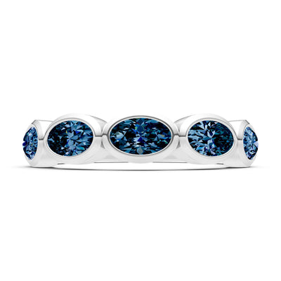 Oval Gemstone Bezel Set Half Eternity Band