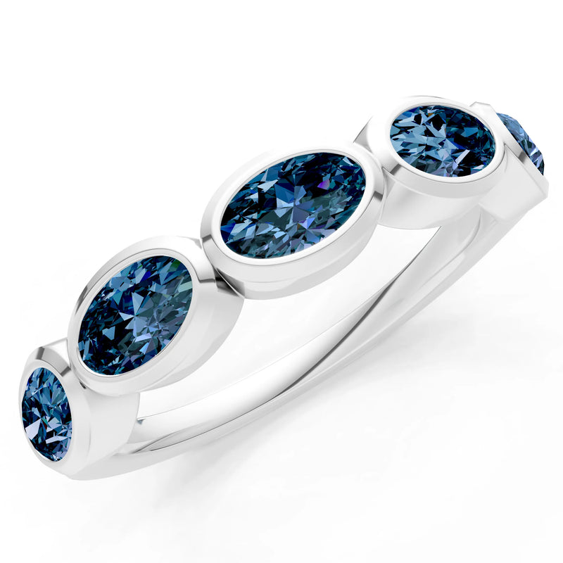 Oval Gemstone Bezel Set Half Eternity Band