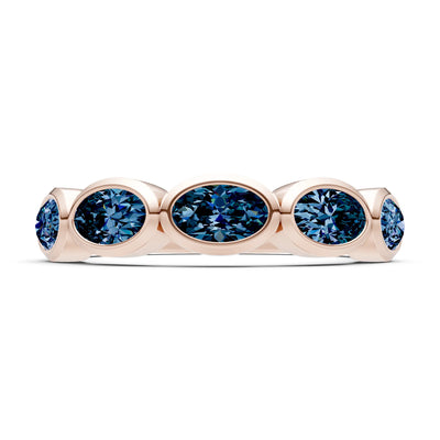 Oval Gemstone Bezel Set Half Eternity Band