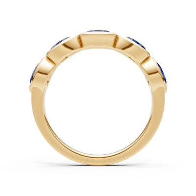 Oval Gemstone Bezel Set Half Eternity Band