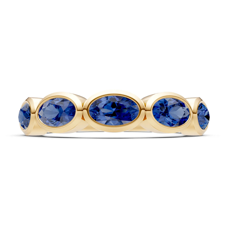 Oval Gemstone Bezel Set Half Eternity Band