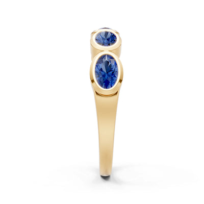 Oval Gemstone Bezel Set Half Eternity Band