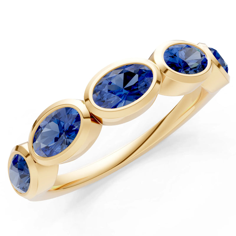 Oval Gemstone Bezel Set Half Eternity Band
