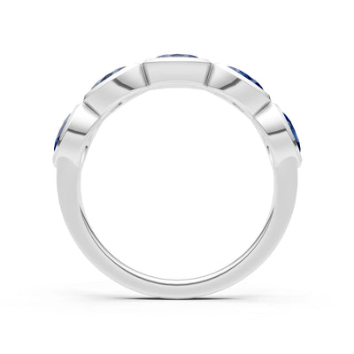 Oval Gemstone Bezel Set Half Eternity Band
