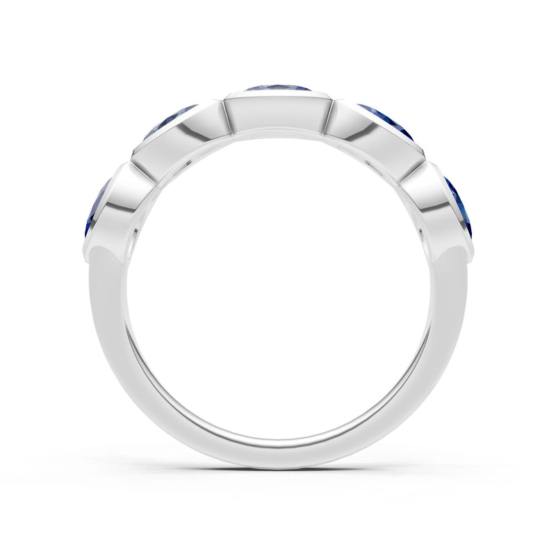 Oval Gemstone Bezel Set Half Eternity Band
