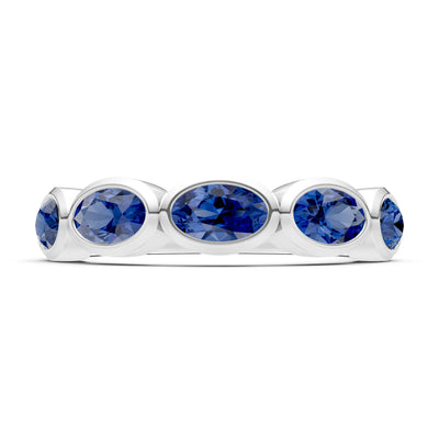 Oval Gemstone Bezel Set Half Eternity Band