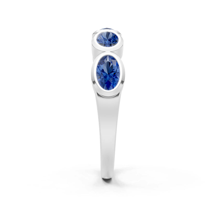Oval Gemstone Bezel Set Half Eternity Band