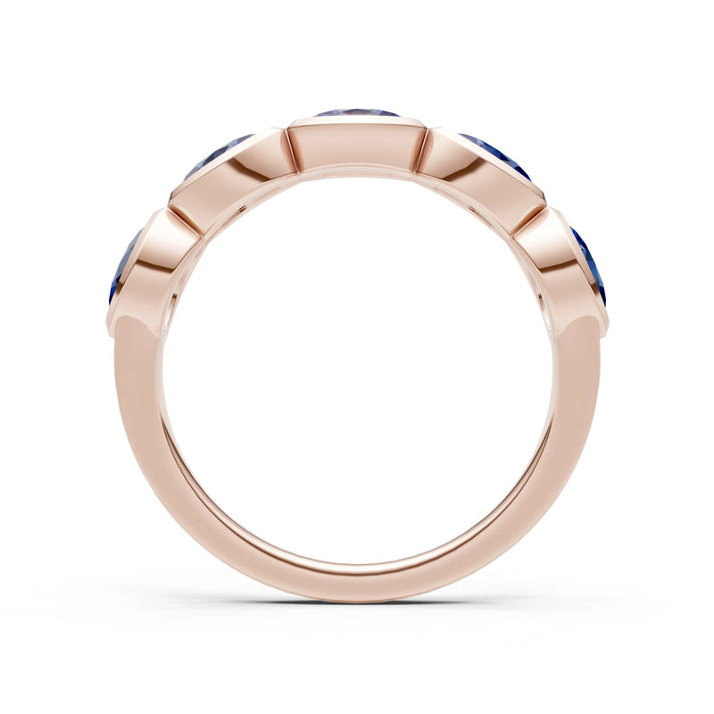 Oval Gemstone Bezel Set Half Eternity Band