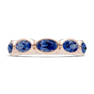 Oval Gemstone Bezel Set Half Eternity Band