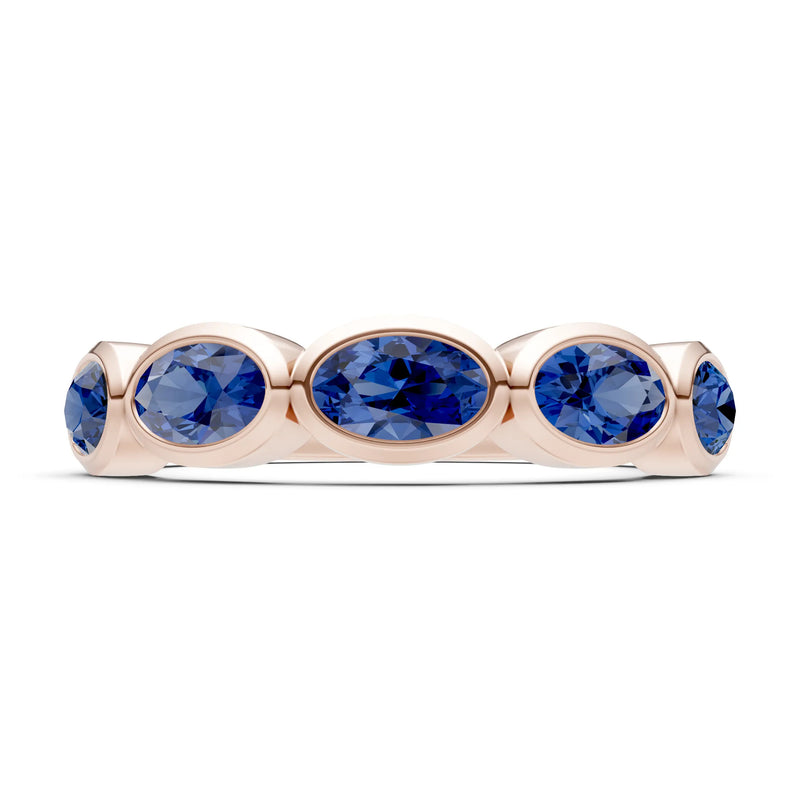 Blue Sapphire Bezel Set Oval Cut Half Eternity Band