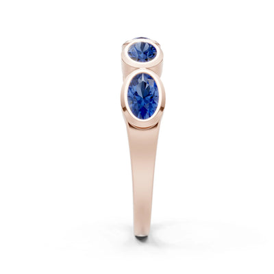 Oval Gemstone Bezel Set Half Eternity Band