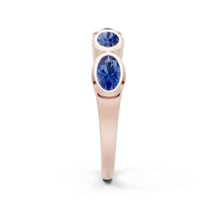 Oval Gemstone Bezel Set Half Eternity Band