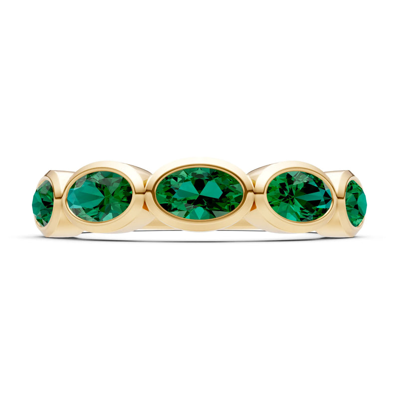 Oval Gemstone Bezel Set Half Eternity Band