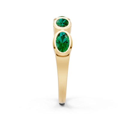 Oval Gemstone Bezel Set Half Eternity Band