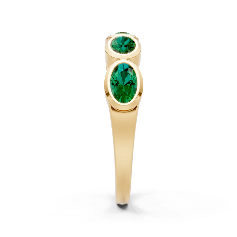 Emerald Bezel Set Oval Cut Half Eternity Band