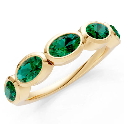 Oval Gemstone Bezel Set Half Eternity Band