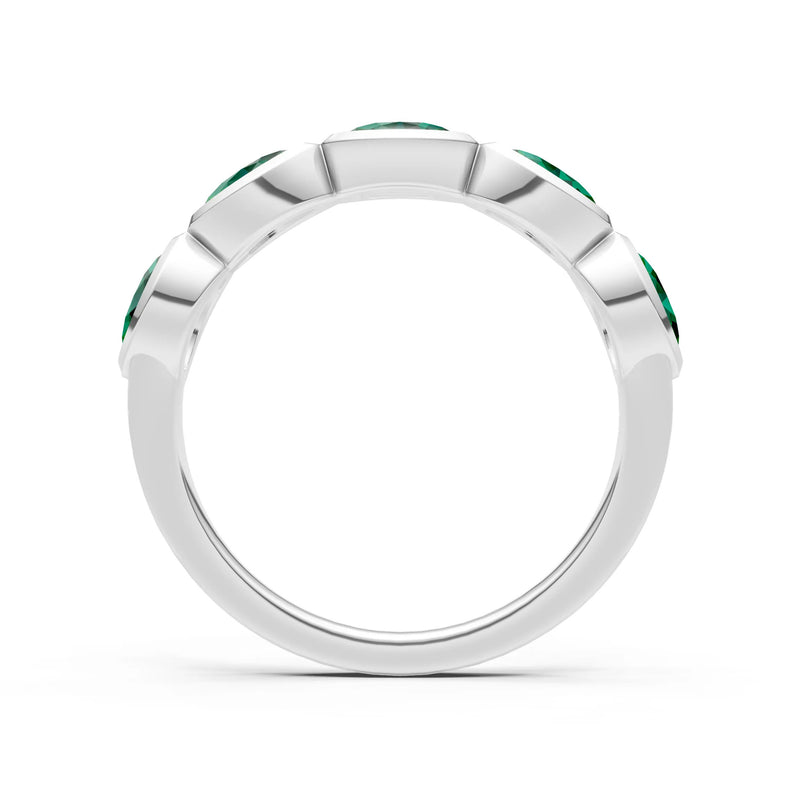 Oval Gemstone Bezel Set Half Eternity Band
