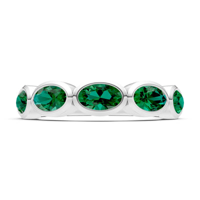 Oval Gemstone Bezel Set Half Eternity Band