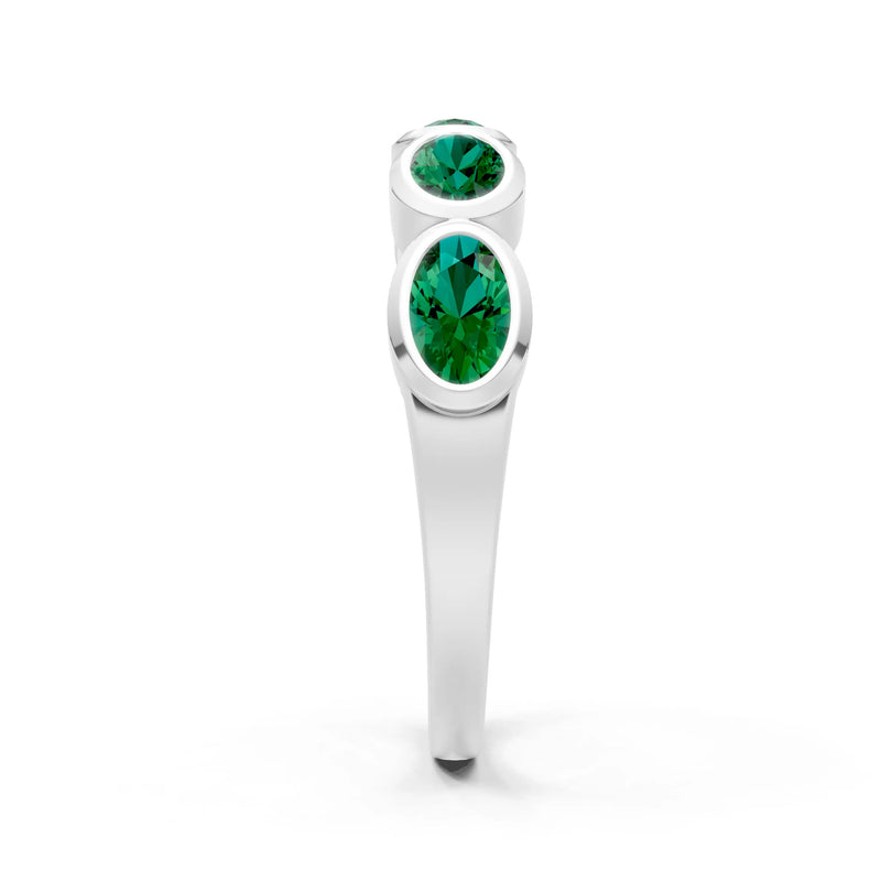 Oval Gemstone Bezel Set Half Eternity Band