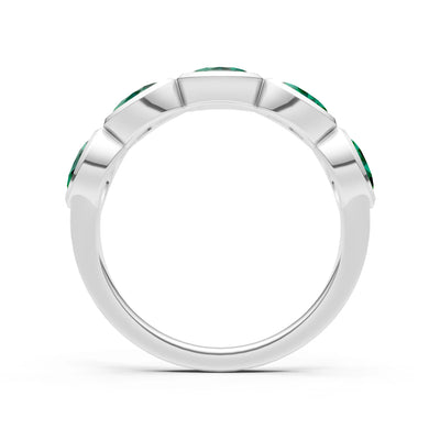 Emerald Bezel Set Oval Cut Half Eternity Band