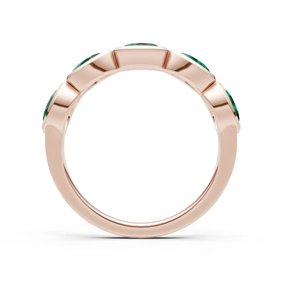 Oval Gemstone Bezel Set Half Eternity Band