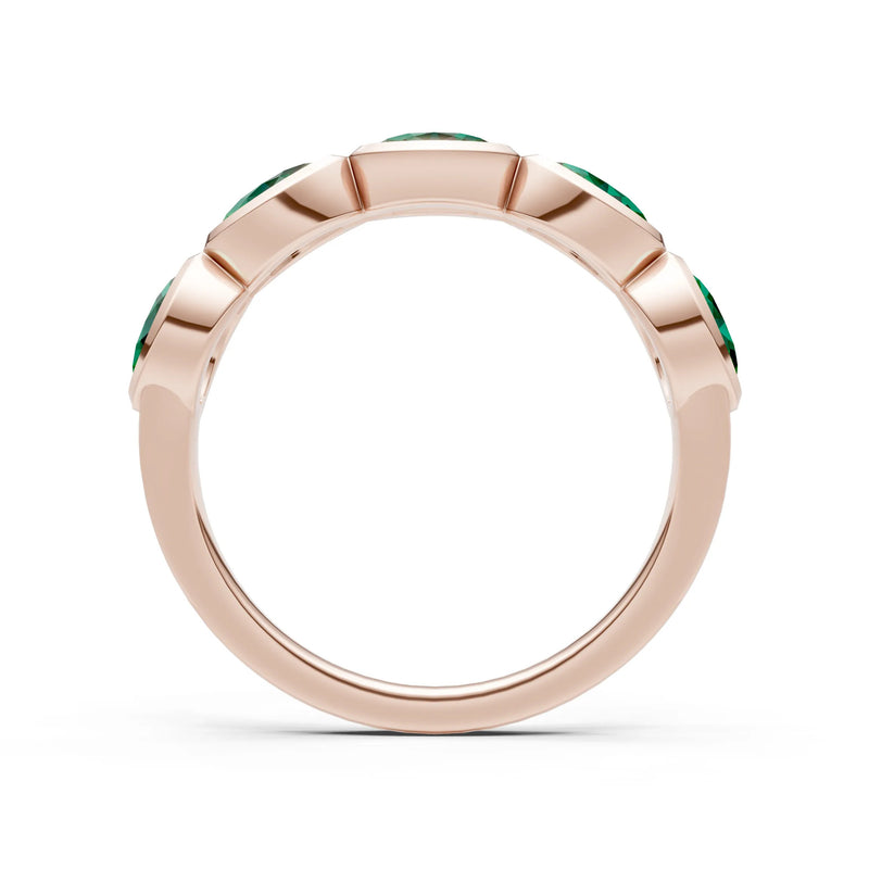 Oval Gemstone Bezel Set Half Eternity Band