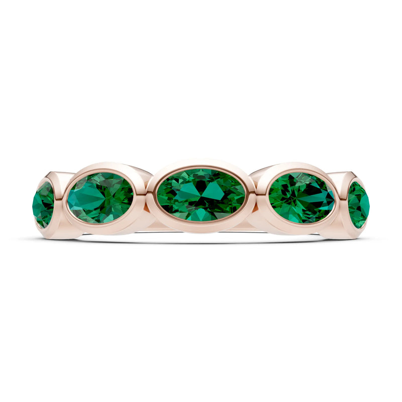 Oval Gemstone Bezel Set Half Eternity Band