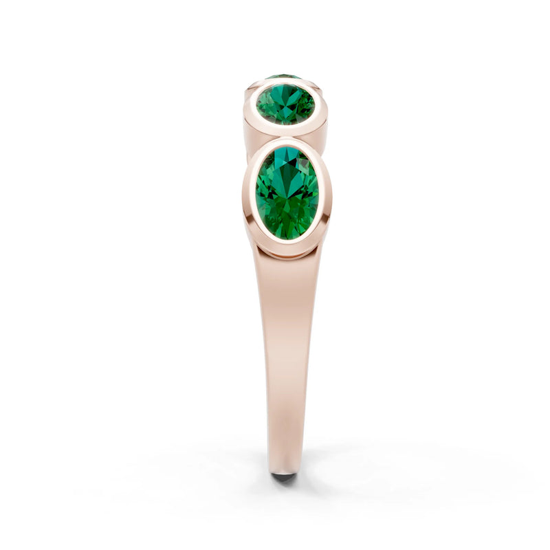 Oval Gemstone Bezel Set Half Eternity Band