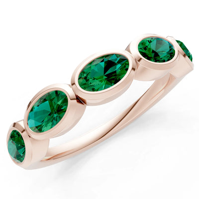 Oval Gemstone Bezel Set Half Eternity Band