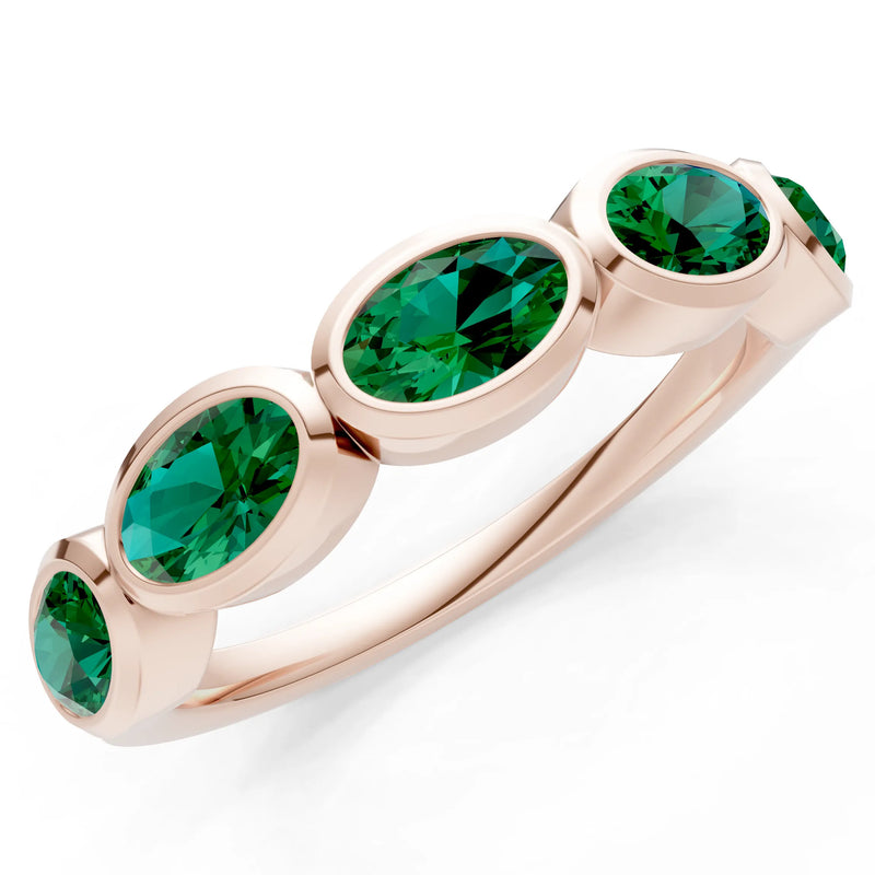 Oval Gemstone Bezel Set Half Eternity Band
