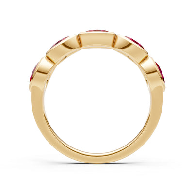 Oval Gemstone Bezel Set Half Eternity Band