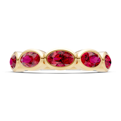 Oval Gemstone Bezel Set Half Eternity Band