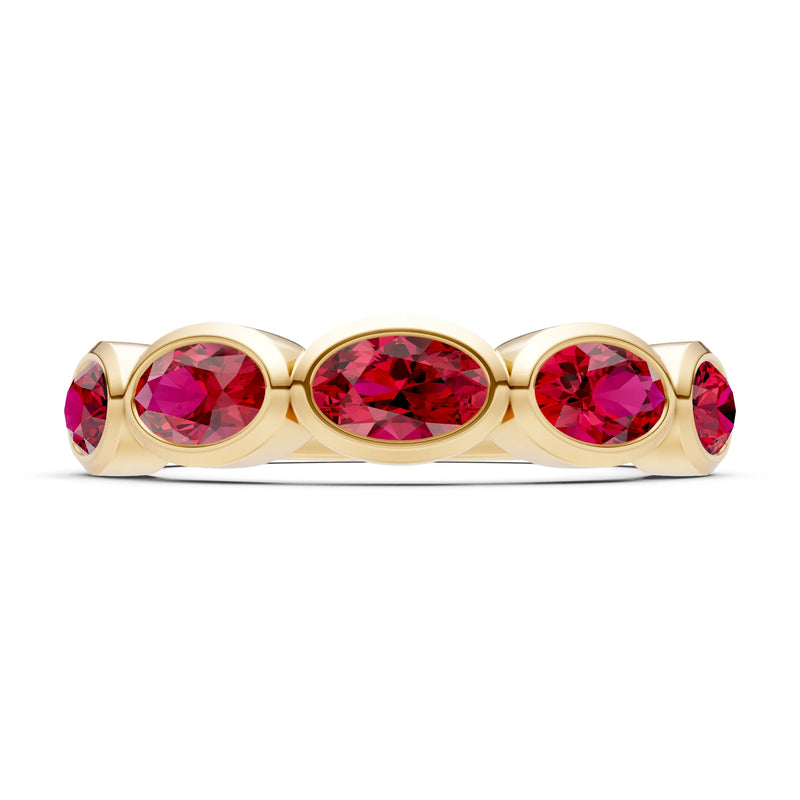 Oval Gemstone Bezel Set Half Eternity Band
