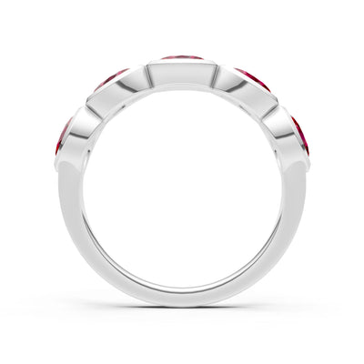 Oval Gemstone Bezel Set Half Eternity Band