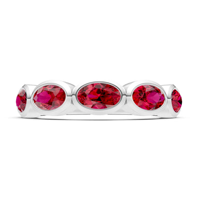 Oval Gemstone Bezel Set Half Eternity Band
