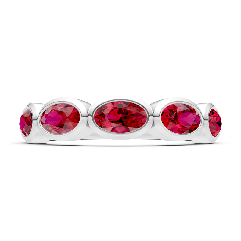 Ruby Bezel Set Oval Cut Half Eternity Band
