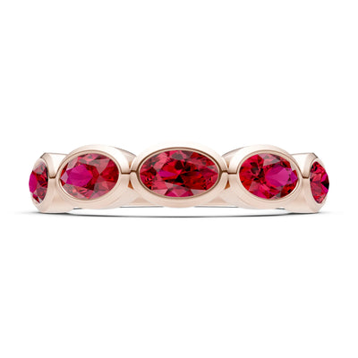 Oval Gemstone Bezel Set Half Eternity Band