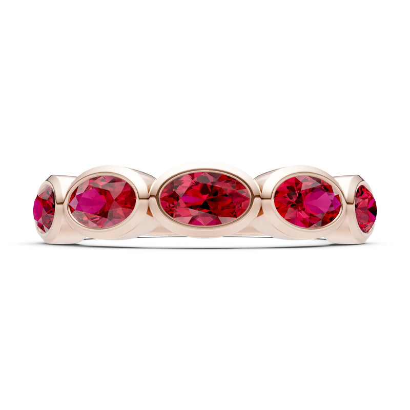 Oval Gemstone Bezel Set Half Eternity Band