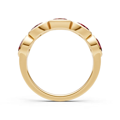 Oval Gemstone Bezel Set Half Eternity Band